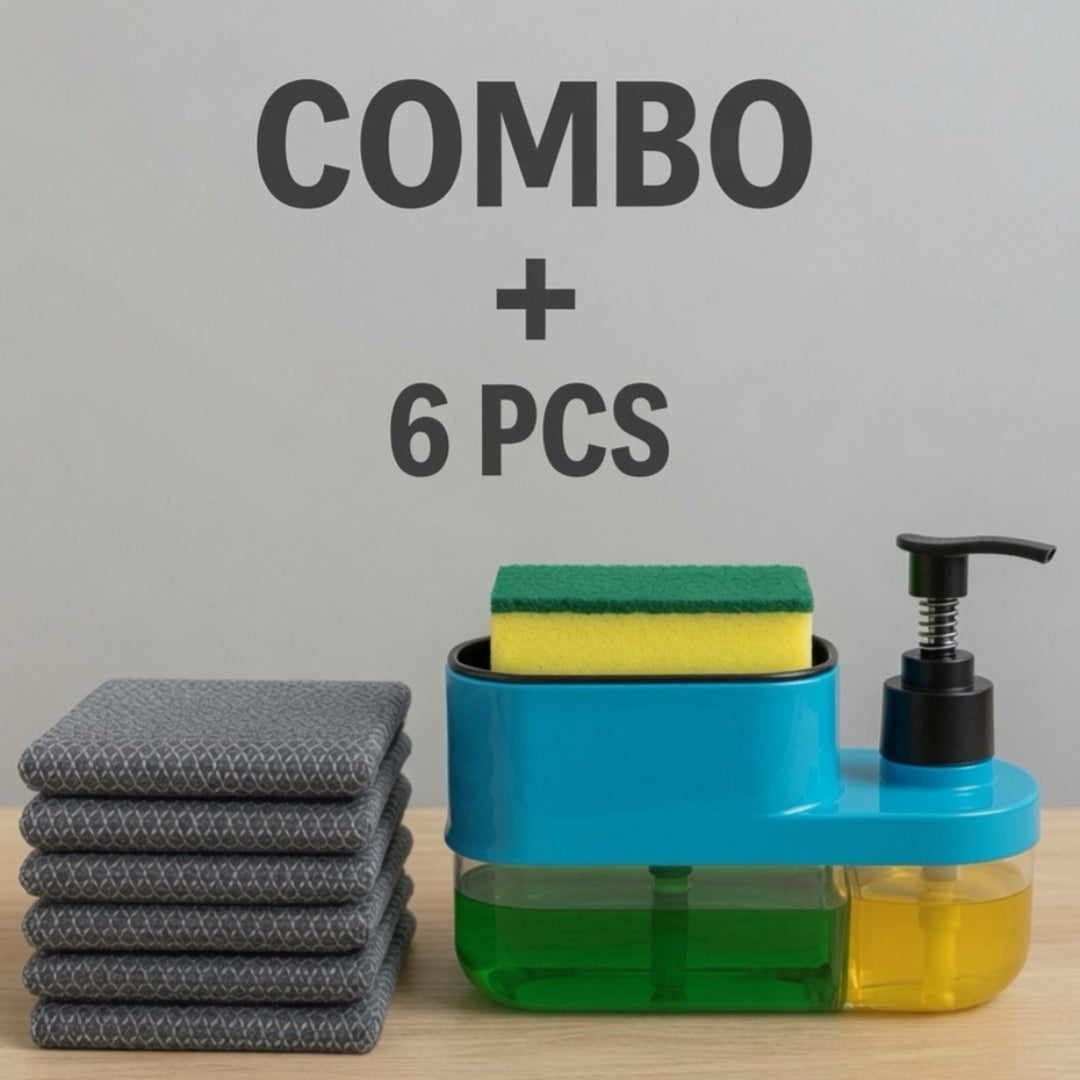 🧼✨ 3-in-1 Soap Dispenser + 6 peice steel scrubber